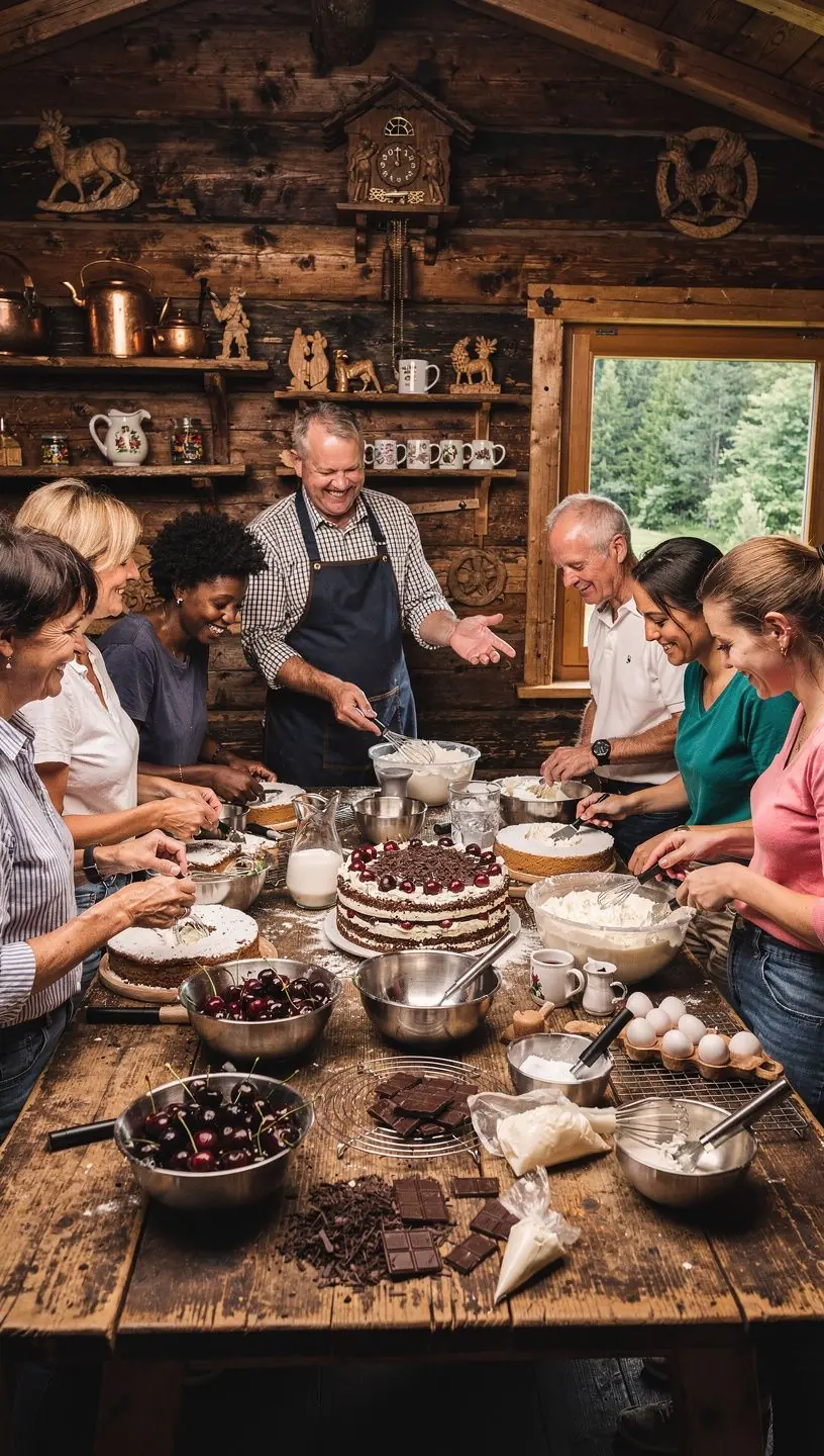 Geführte Tourgruppe erkundet mittelalterliche Schlossanlage bei Tageslicht
